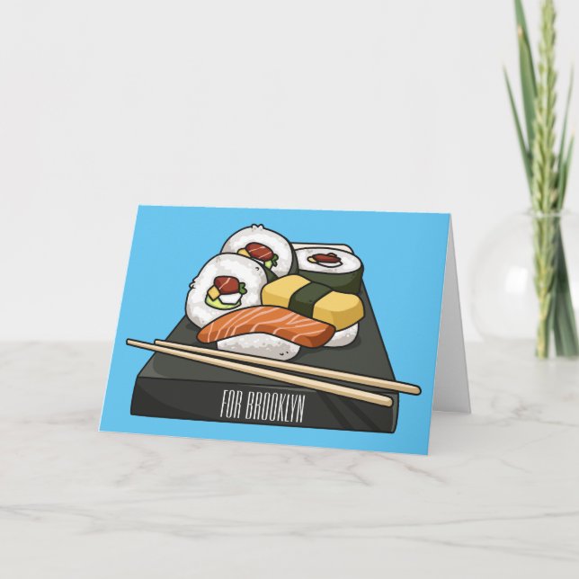Sushi-Cartoon-Abbildung Karte (Vorderseite)