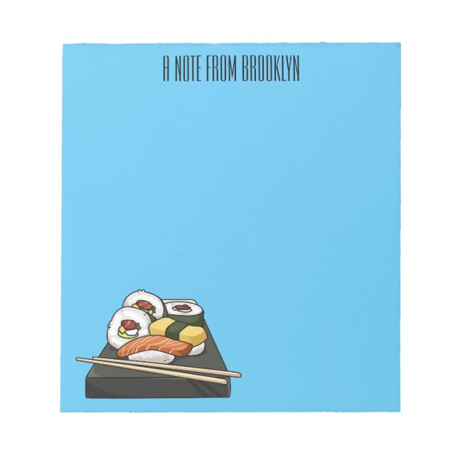 Sushi-Cartoon-Abbildung Notizblock (Vorderseite)