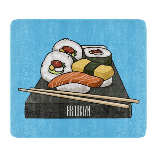 Sushi-Cartoon-Abbildung Schneidebrett (Vorderseite)