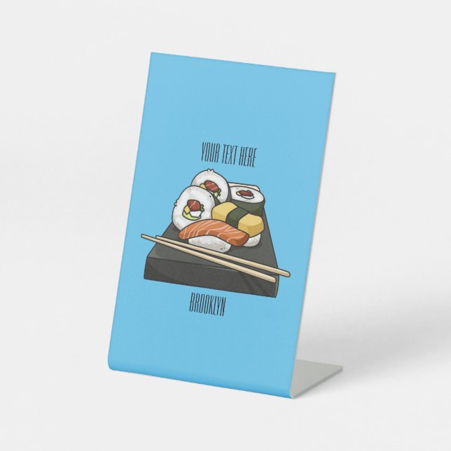 Sushi-Cartoon-Abbildung Sockelschild (Vorderseite)