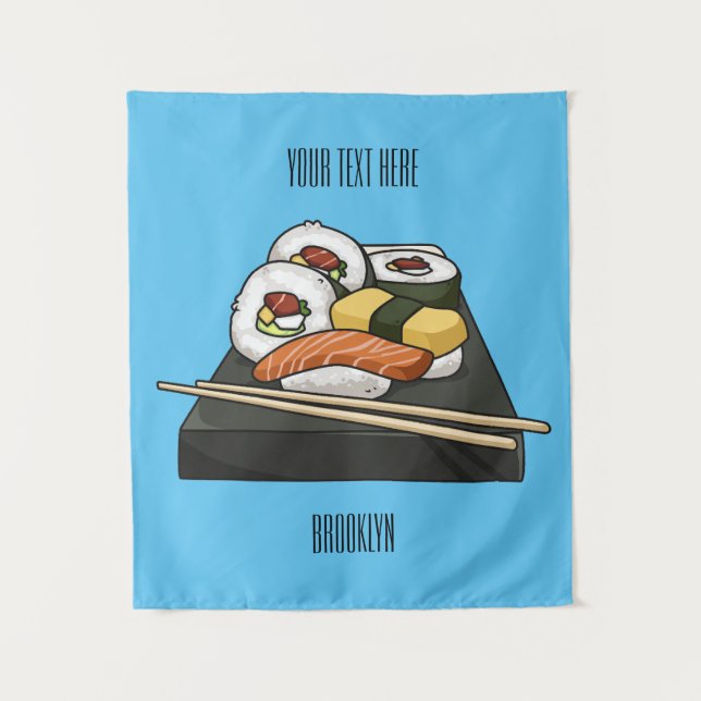 Sushi-Cartoon-Abbildung Wandteppich (Vorderseite)