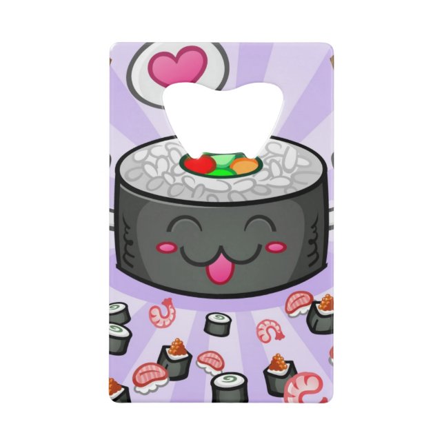 Sushi-Cartoon-Charakter, der Lose Garnele isst Geldbeutel Flaschenöffner (Vorderseite)