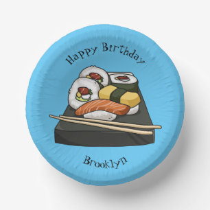 Sushi Cartoon-Illustration Pappteller