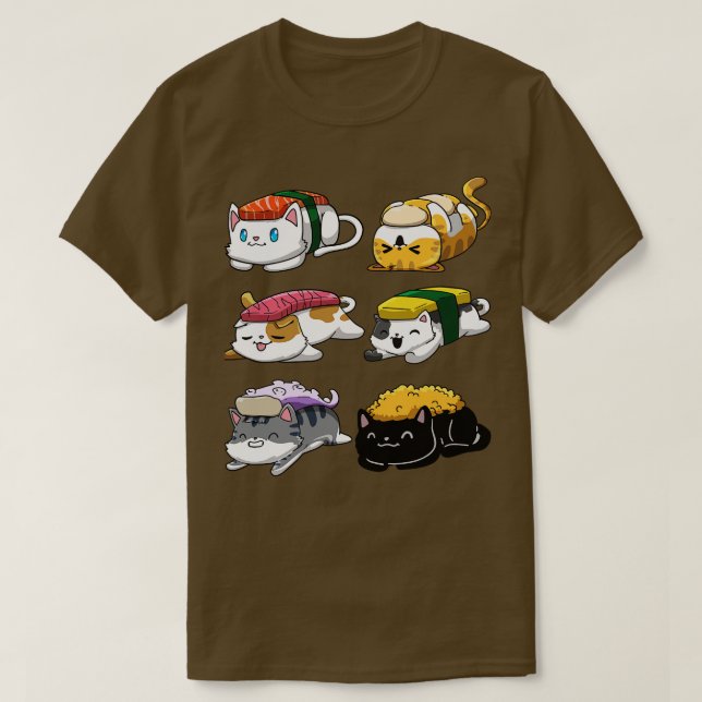 Sushi Cat Anime T-Shirt (Design vorne)