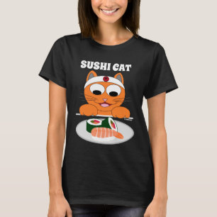 SUSHI CAT Cartoon Cat mit Sushi Funny T-Shirt