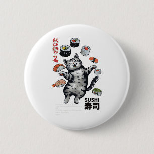 Sushi Cat Harajuku Tokyo Japan Cat Caf Button