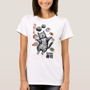 Sushi Cat Harajuku Tokyo Japan Cat Caf T-Shirt