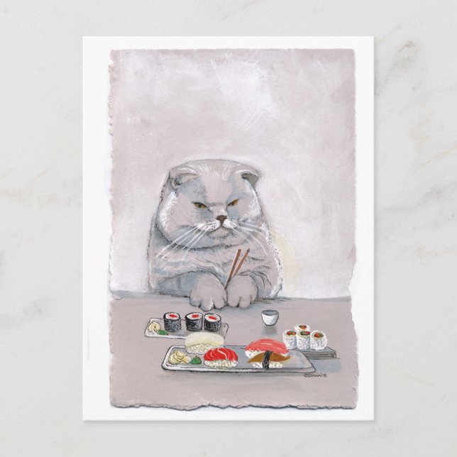 Sushi Cat Herr Grumps ©CSiravo Postkarte (Vorderseite)