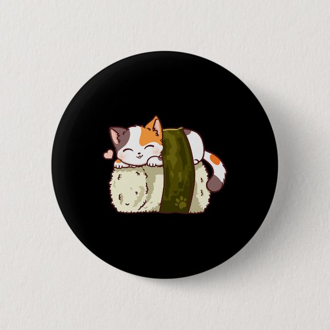 Sushi Cat Kawaii Anime Neko Japanisch Button (Vorderseite)