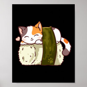 Sushi Cat Kawaii Anime Neko Japanisch Poster