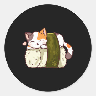 Sushi Cat Kawaii Anime Neko Japanisch Runder Aufkleber