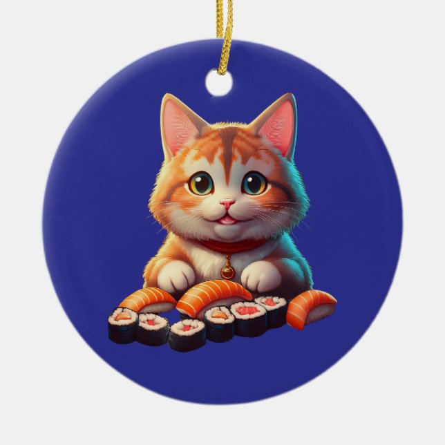 Sushi Cat Keramik Ornament (Vorne)