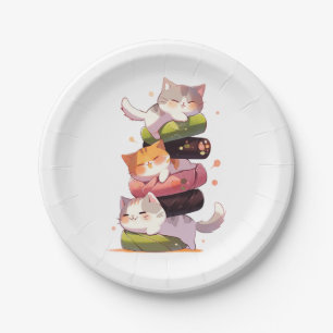 Sushi Cat Miaw   Japanischer Anime Pappteller