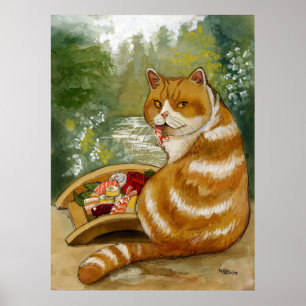 Sushi Cat Misty Bridge Poster