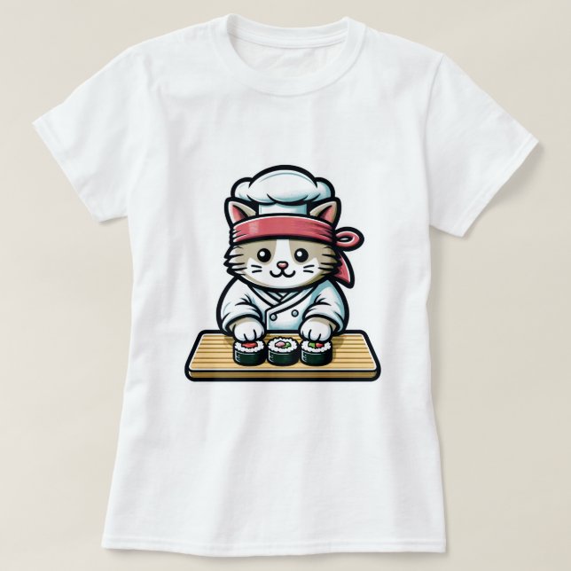 Sushi Cat - Niedliche und lustige Katze Pinakothek T-Shirt (Design vorne)
