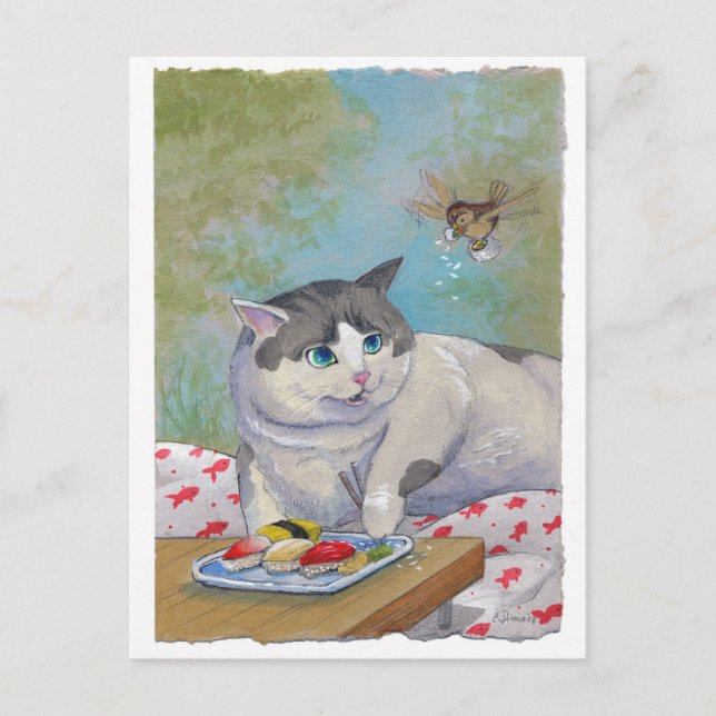 Sushi Cat Picnic Supare Postkarte (Vorderseite)