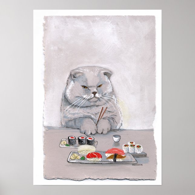 Sushi Cat Print - Mr. Grumps Poster (Vorne)