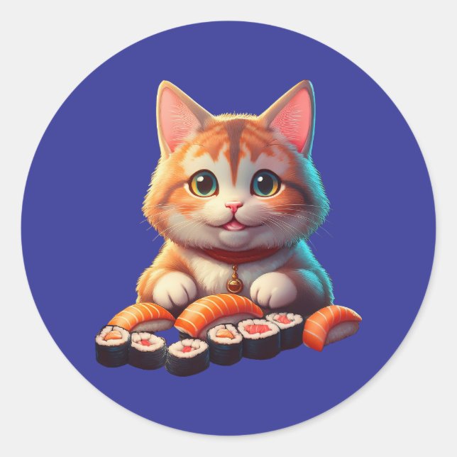 Sushi Cat Runder Aufkleber (Vorderseite)