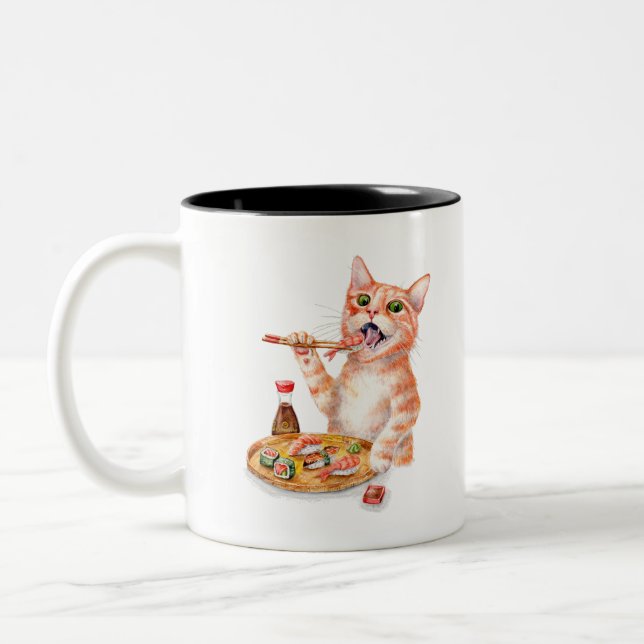 Sushi Cat Zweifarbige Tasse (Links)