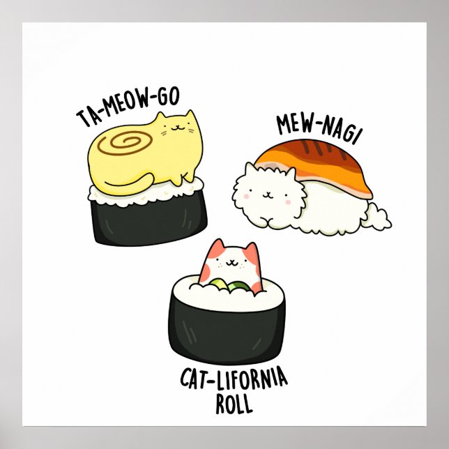 Sushi Cats Funny Sushi Pun Poster (Vorne)