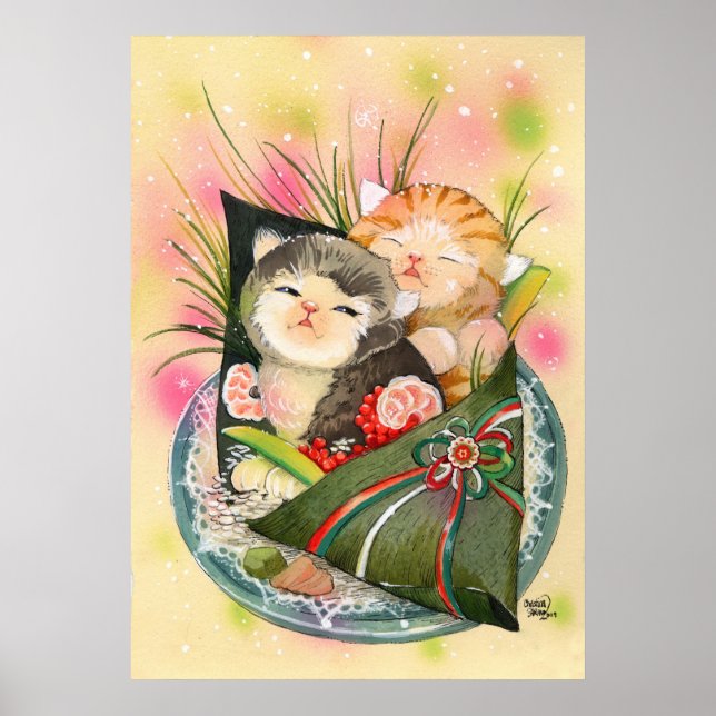 Sushi Cats Kitty Christmas Handroll Poster (Vorne)