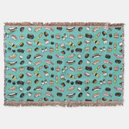 Sushi Characters Pattern Kawaii Sushi Characters Decke