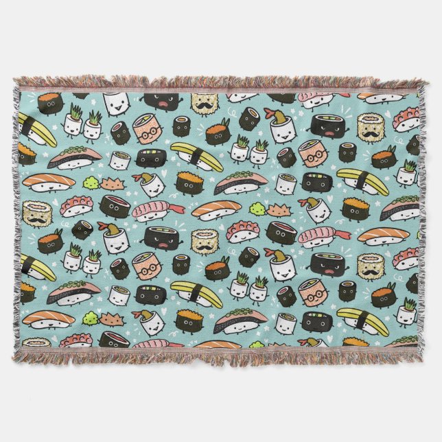 Sushi Characters Pattern Kawaii Sushi Characters Decke (Vorderseite)