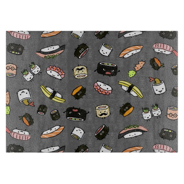 Sushi-Charakter-Muster Schneidebrett (Vorderseite)