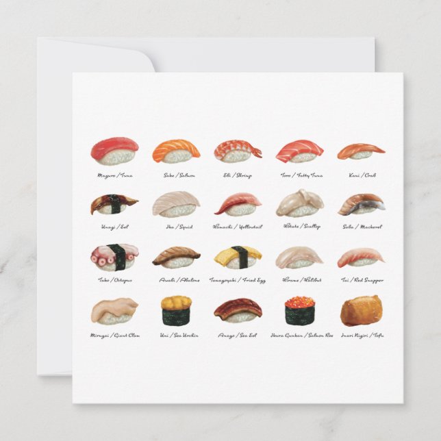 Sushi Chart Flat Grußkarte (Vorderseite)