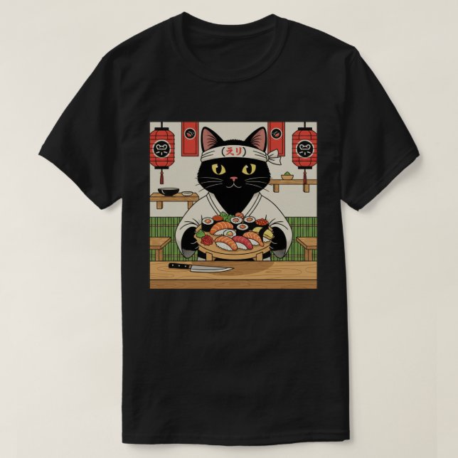 Sushi-Chef-Katze  T-Shirt (Design vorne)
