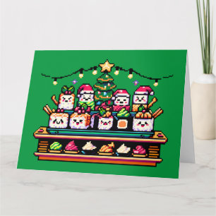 Sushi Christmas Celebration - festes 8-Bit Design Karte