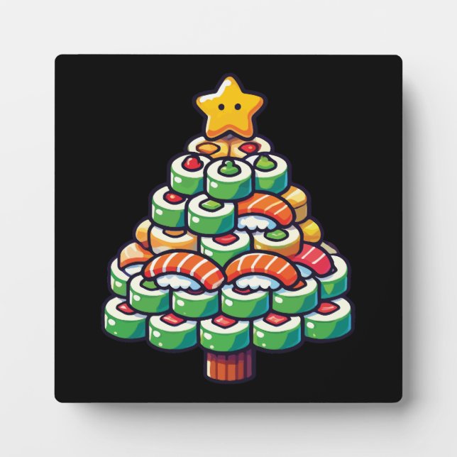 Sushi Christmas Tree - Funny Holiday Feinschmecker Fotoplatte (Vorderseite)