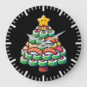 Sushi Christmas Tree - Funny Holiday Feinschmecker Große Wanduhr