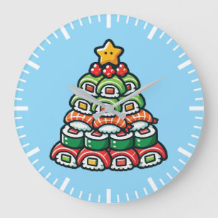 Sushi Christmas Tree - Funny Holiday Feinschmecker Große Wanduhr