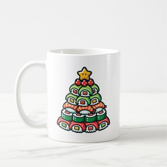 Sushi Christmas Tree - Funny Holiday Feinschmecker Kaffeetasse (Links)