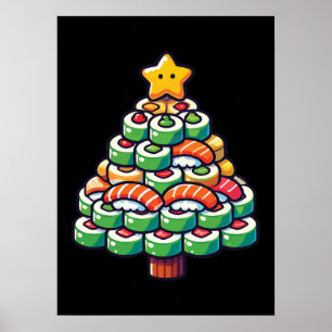 Sushi Christmas Tree - Funny Holiday Feinschmecker Poster