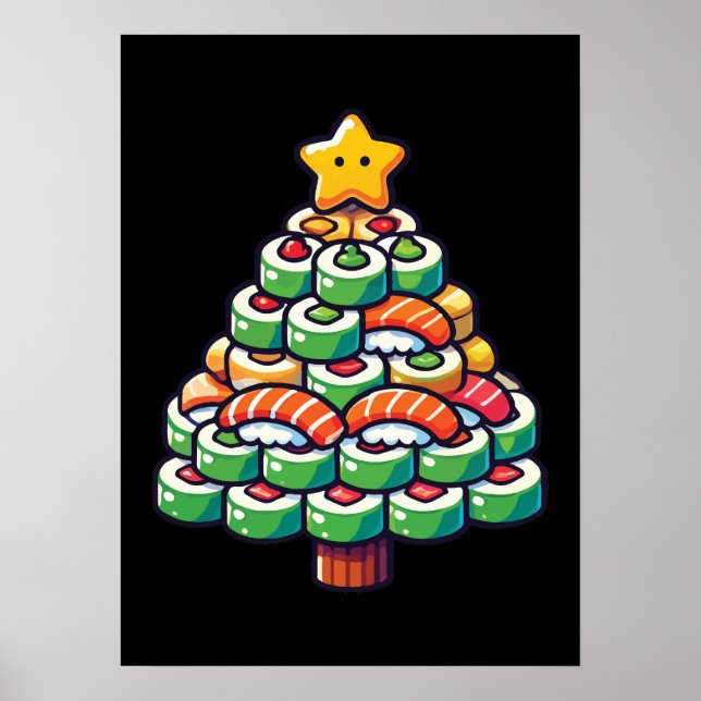 Sushi Christmas Tree - Funny Holiday Feinschmecker Poster (Vorne)