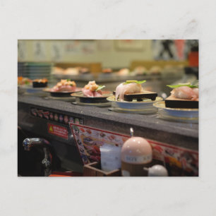 Sushi Conveyor Belt in Tokio, Japan Postkarte