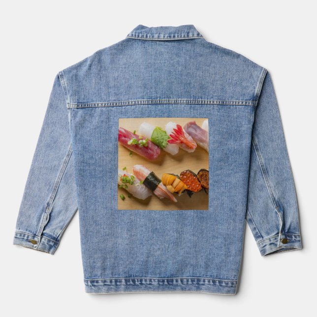 Sushi Curve – Artistic Nigiri Denim Jacket Jeansjacke (Rückseite)