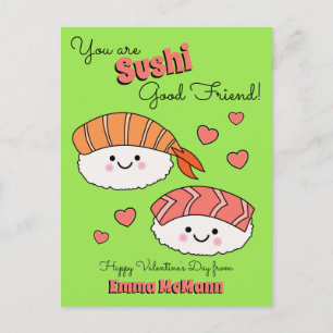 Sushi Cute Kids Valentinstag Freundschaft Postkarte