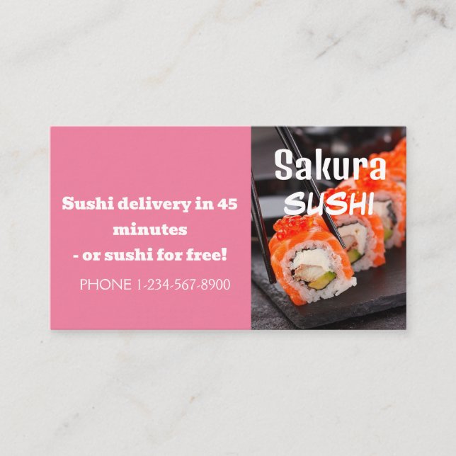 Sushi Delivery Discount Sale Angebot Visitenkarte (Vorderseite)