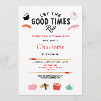 Sushi Dinner Mittagessen Japanisch Geburtstagspart Einladung
