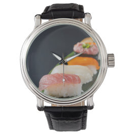 Sushi Elegance Watch – Classic Black & Leaf Armbanduhr