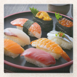 Sushi Enbu - Tastes spread across a Japanese black Glasuntersetzer