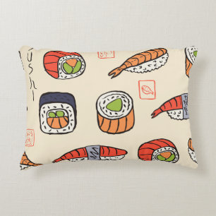 Sushi-Essen, nahtloses Muster-Design. Dekokissen
