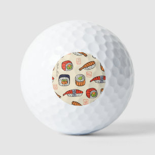 Sushi-Essen, nahtloses Muster-Design. Golfball