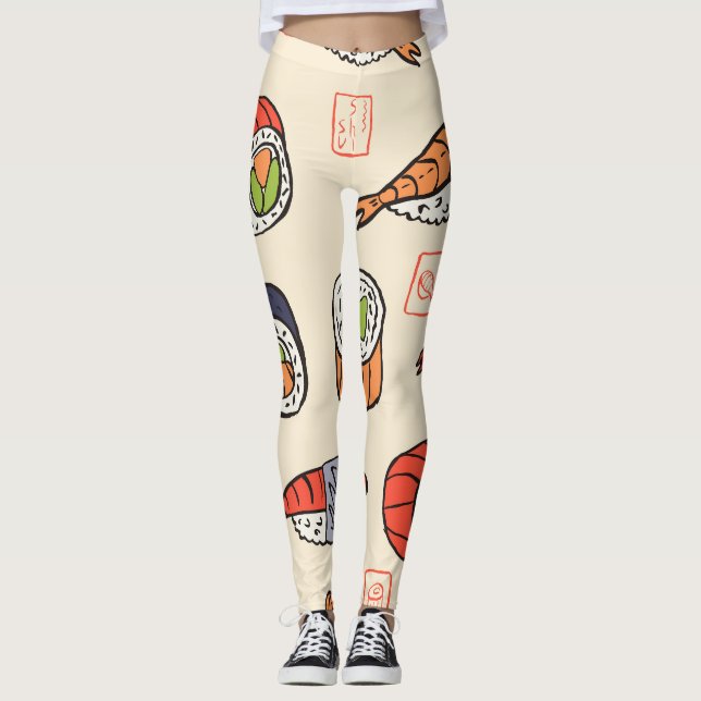 Sushi-Essen, nahtloses Muster-Design. Leggings (Vorderseite)