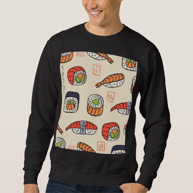Sushi-Essen, nahtloses Muster-Design. Sweatshirt (Vorderseite)