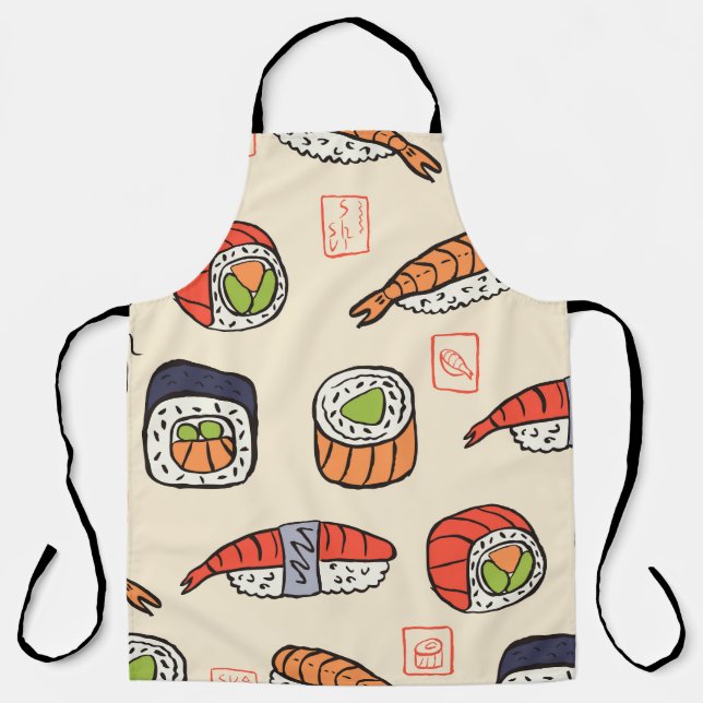 Sushi-Essen, nahtloses Musterdesign. Schürze (Vorderseite)