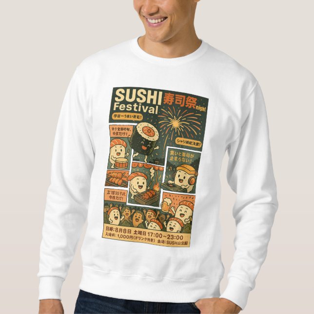 Sushi Festival Poster Design Sweatshirt (Vorderseite)